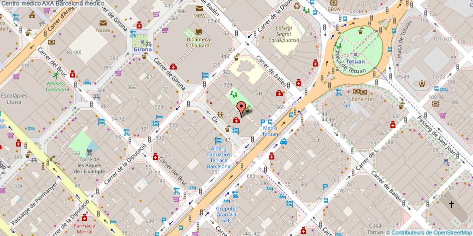mapa Centro médico AXA médico Barcelona