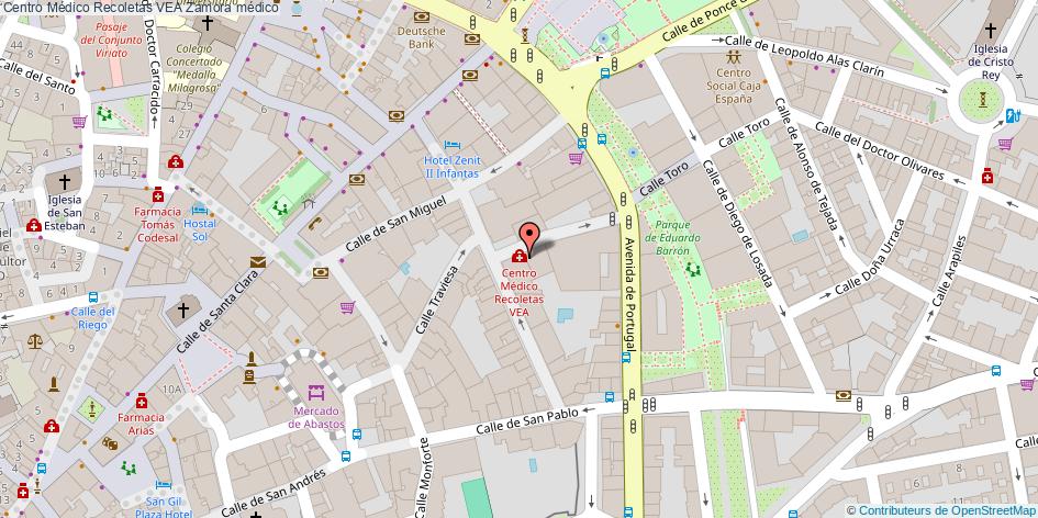 mapa Centro Médico Recoletas VEA médico Zamora