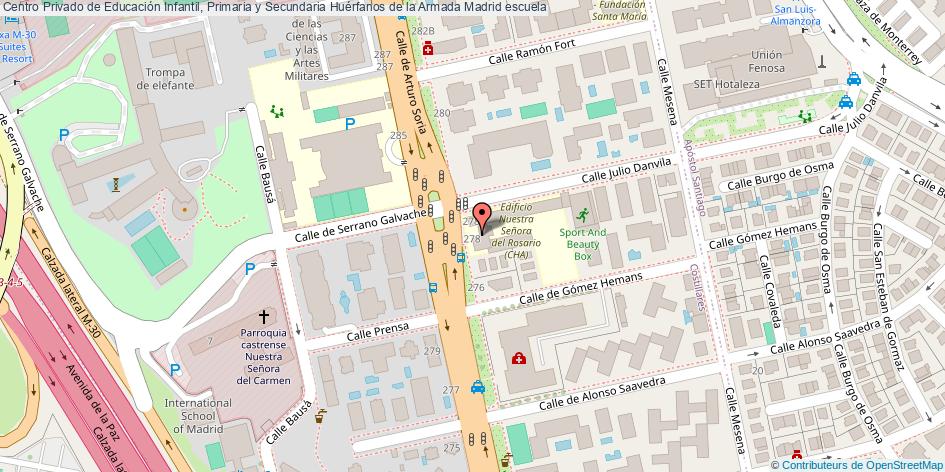 mapa Centro Privado de Educación Infantil, Primaria y Secundaria Huérfanos de la Armada escuela Madrid
