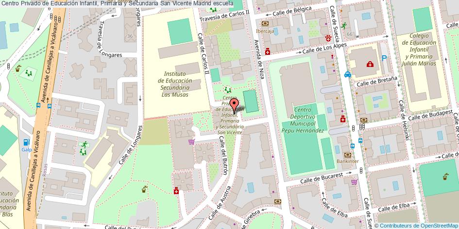 mapa Centro Privado de Educación Infantil, Primaria y Secundaria San Vicente escuela Madrid