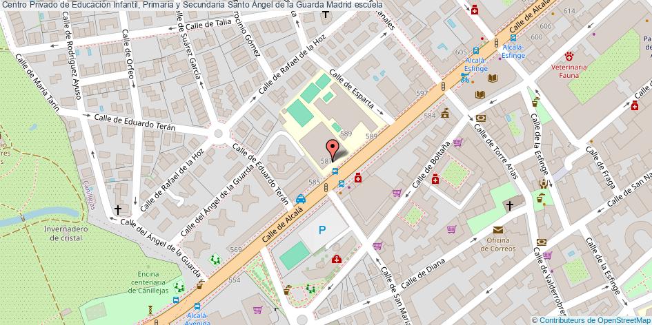 mapa Centro Privado de Educación Infantil, Primaria y Secundaria Santo Ángel de la Guarda escuela Madrid