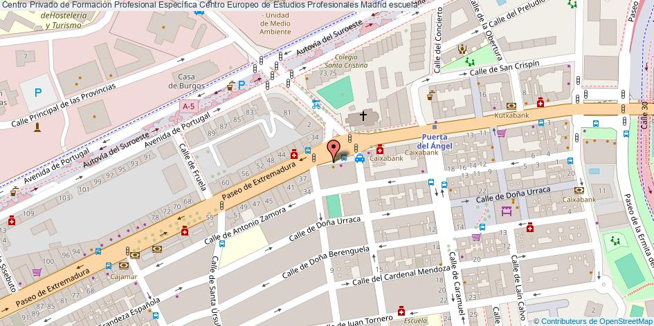 mapa Centro Privado de Formación Profesional Específica Centro Europeo de Estudios Profesionales escuela Madrid