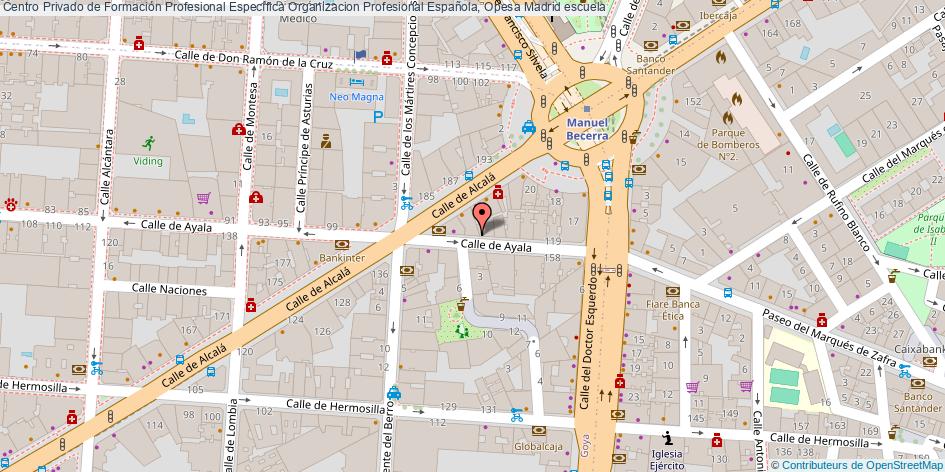 mapa Centro Privado de Formación Profesional Específica Organizacion Profesional Española, Opesa escuela Madrid