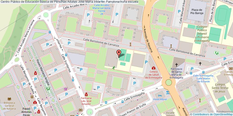 mapa Centro Público de Educación Básica de Personas Adultas José María Iribarren escuela Pamplona/Iruña
