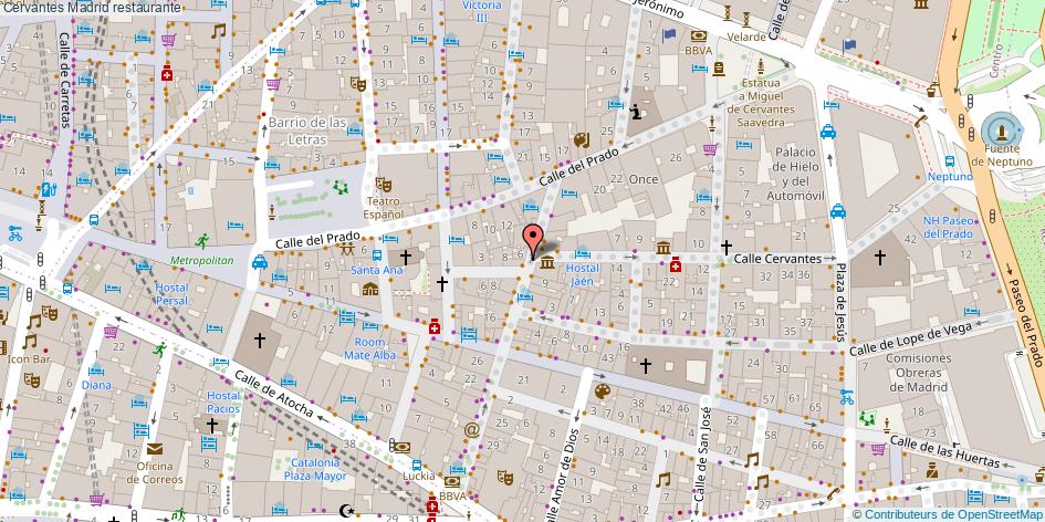 mapa Cervantes restaurante Madrid