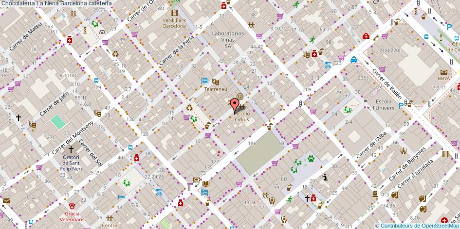 mapa Chocolatería La Nena cafetería Barcelona