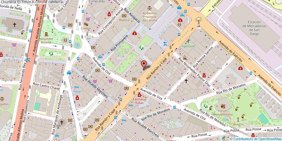 mapa Churrería El Timón cafetería A Coruña