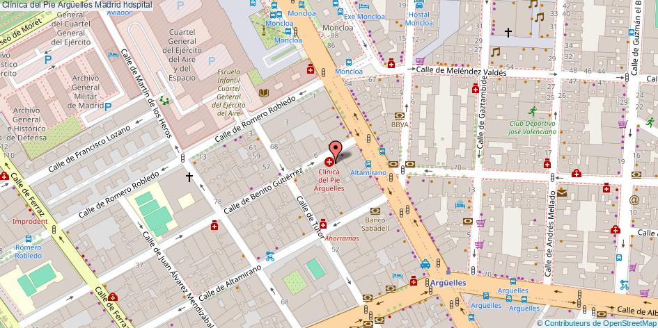 mapa Clínica del Pie Argüelles hospital Madrid