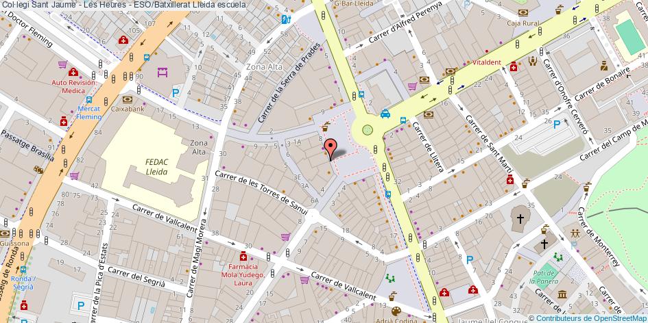 mapa Col·legi Sant Jaume - Les Heures - ESO/Batxillerat escuela Lleida