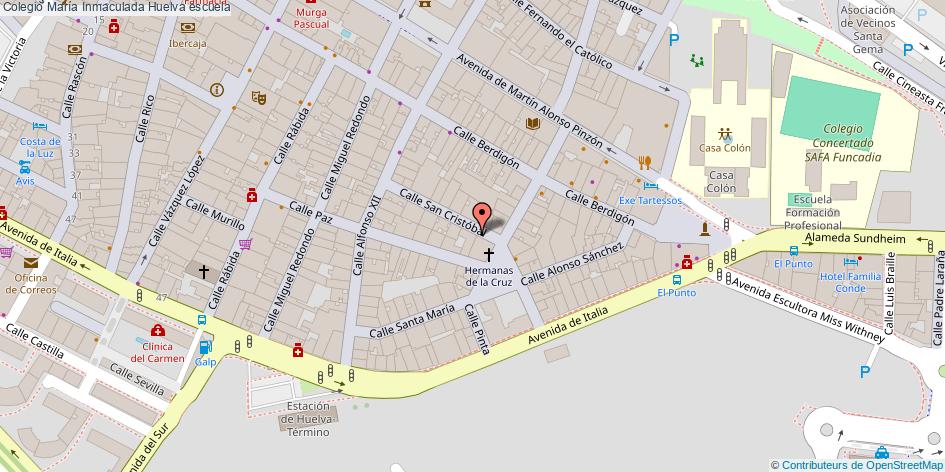 mapa Colegio María Inmaculada escuela Huelva