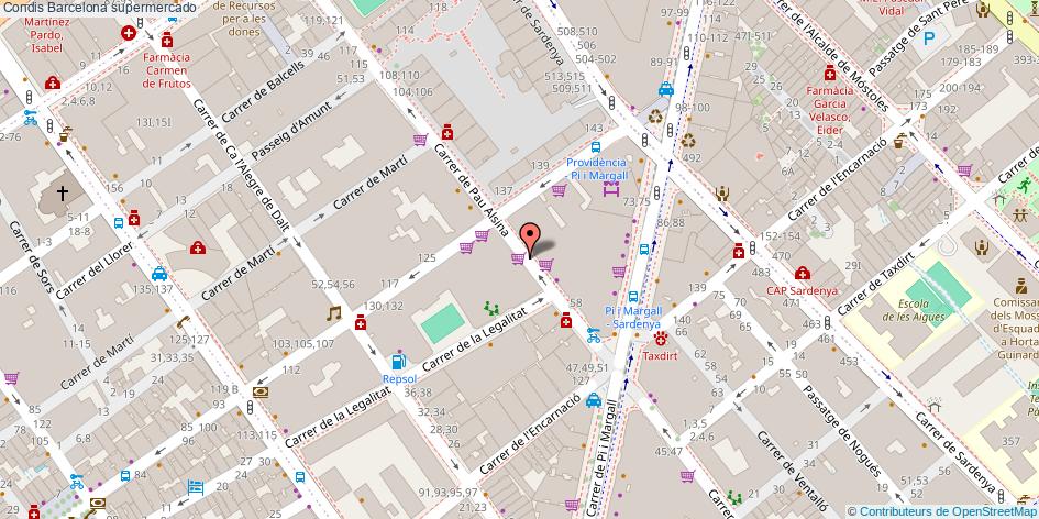 mapa Condis supermercado Barcelona