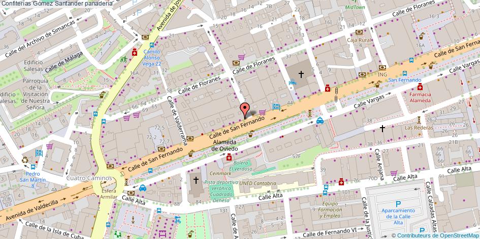 mapa Confiterías Gómez panadería Santander