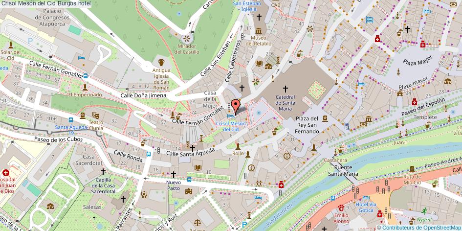 mapa Crisol Mesón del Cid hotel Burgos