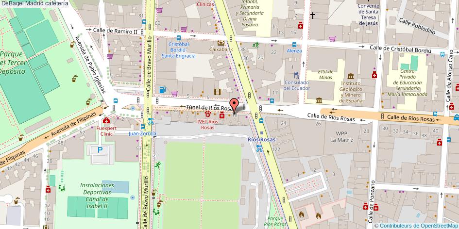mapa DeBagel cafetería Madrid