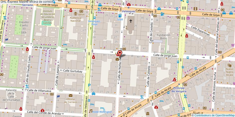 mapa DHL Express oficina de correos Madrid