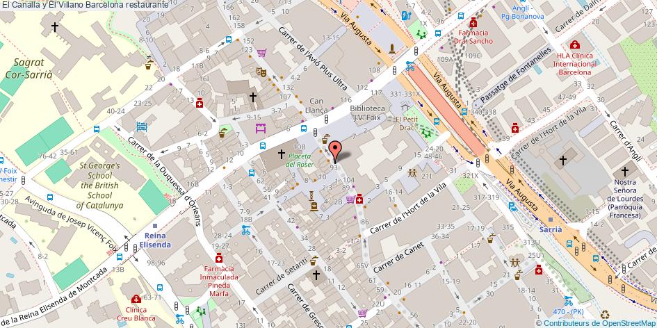 mapa El Canalla y El Villano restaurante Barcelona