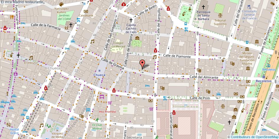 mapa El Inca restaurante Madrid