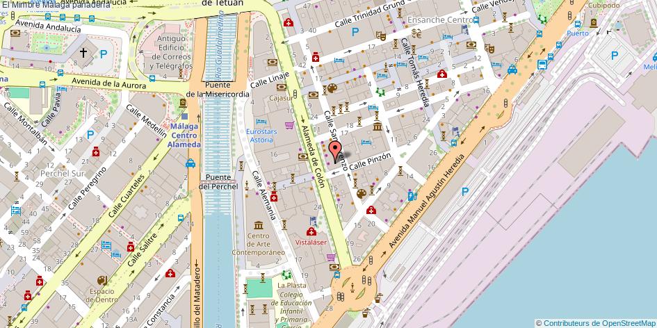 mapa El Mimbre panadería Málaga