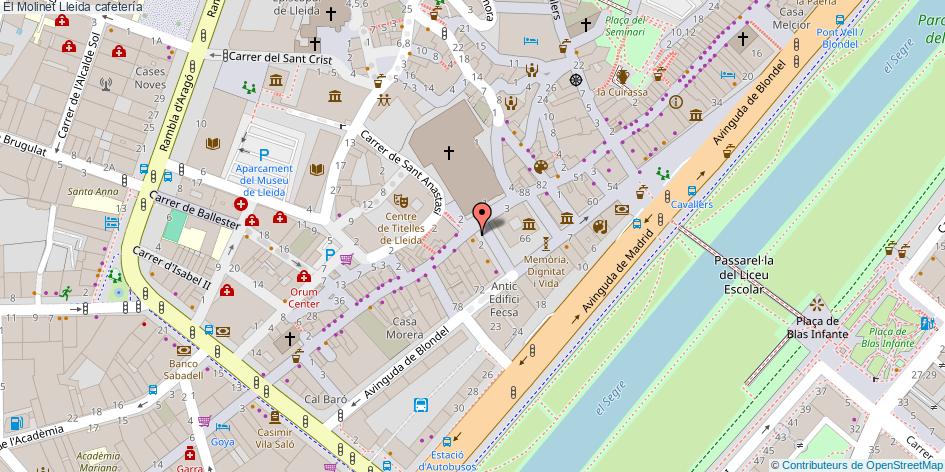 mapa El Molinet cafetería Lleida