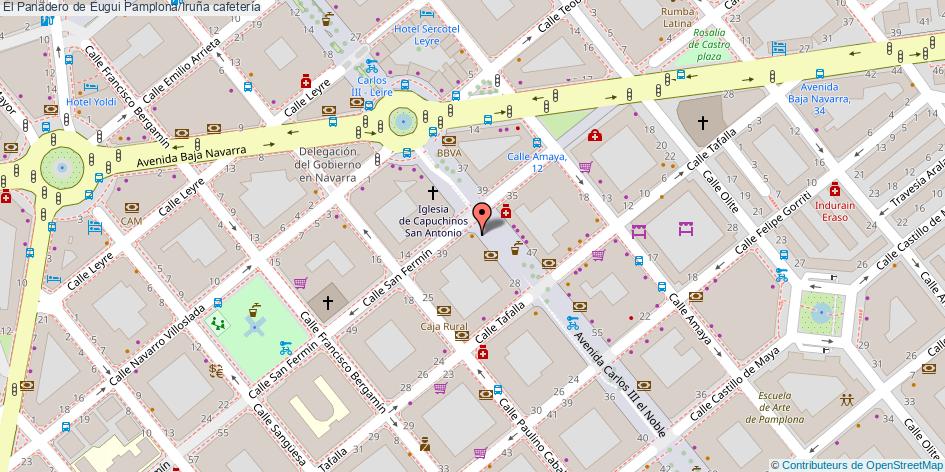 mapa El Panadero de Eugui cafetería Pamplona/Iruña
