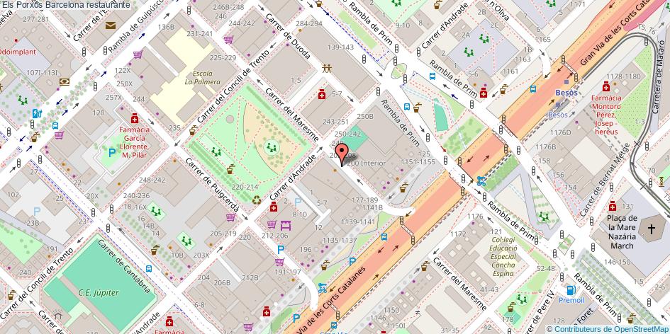 mapa Els Porxos restaurante Barcelona