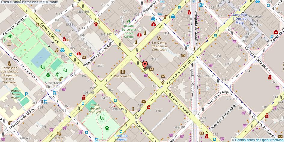 mapa Escola Sinaí restaurante Barcelona