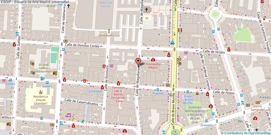 mapa ESDIP - Escuela de Arte universidad Madrid