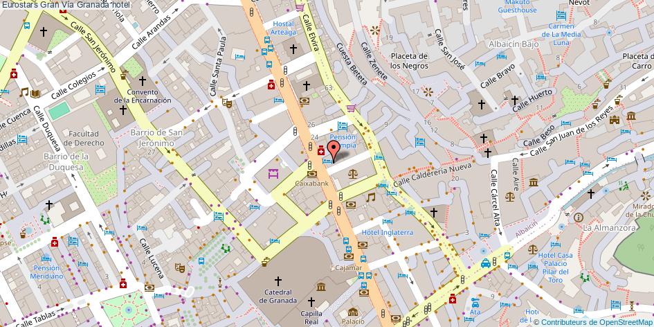 mapa Eurostars Gran Vía hotel Granada