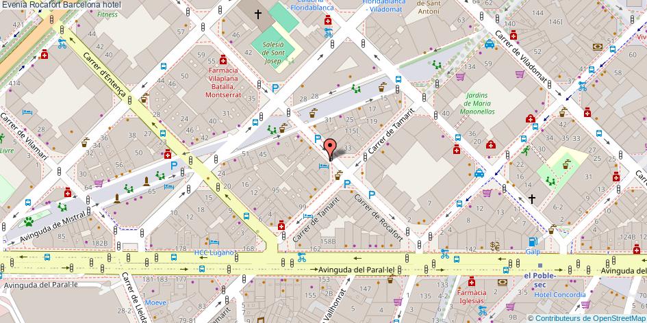 mapa Evenia Rocafort hotel Barcelona