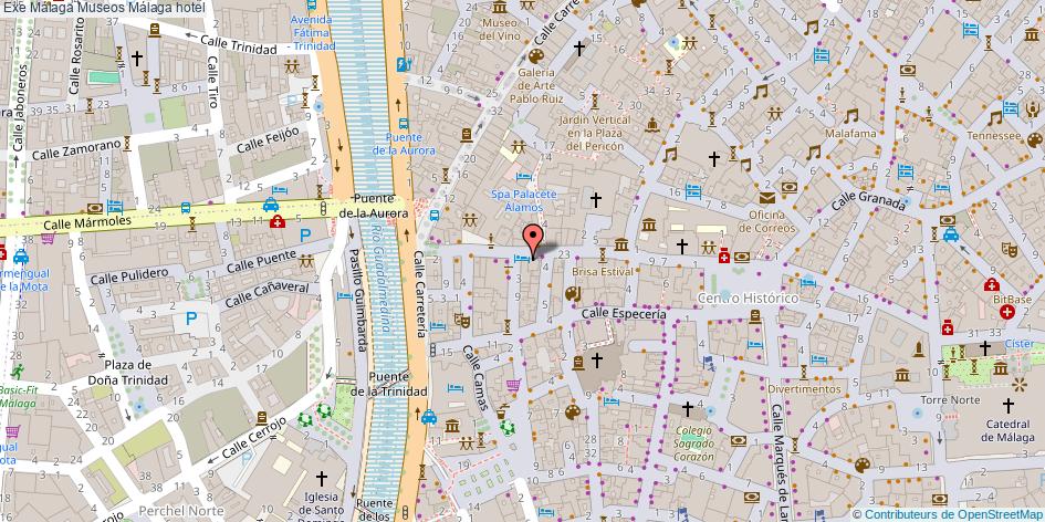 mapa Exe Málaga Museos hotel Málaga