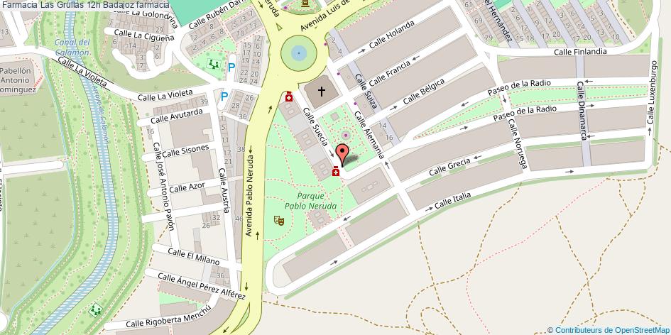 mapa Farmacia Las Grullas 12h farmacia Badajoz