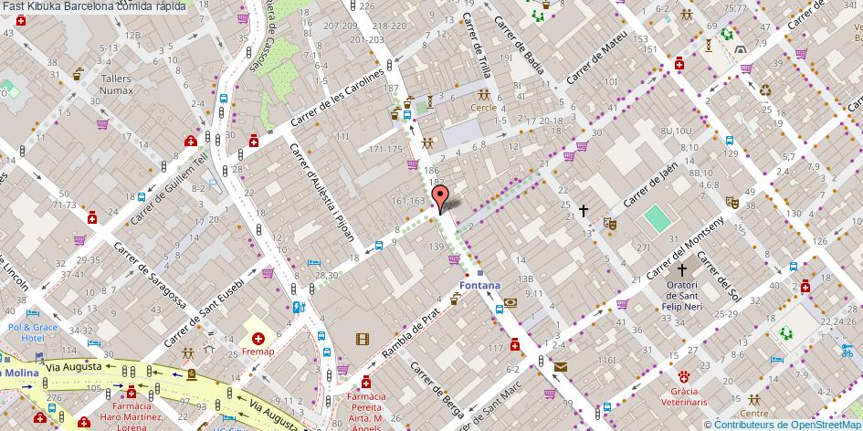 mapa Fast Kibuka comida rápida Barcelona