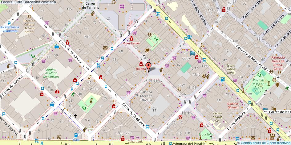 mapa Federal Cafe cafetería Barcelona