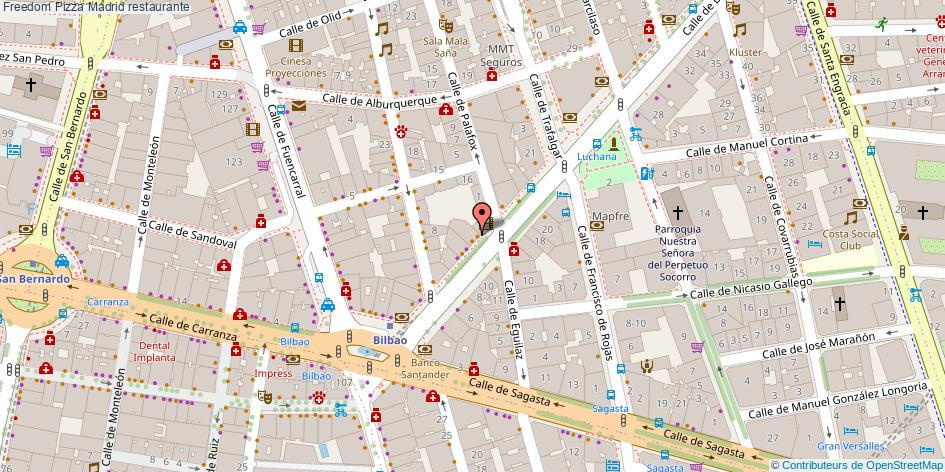 mapa Freedom Pizza restaurante Madrid