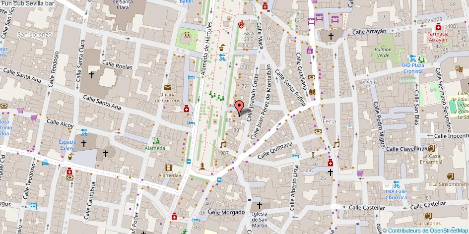 mapa Fun club bar Sevilla
