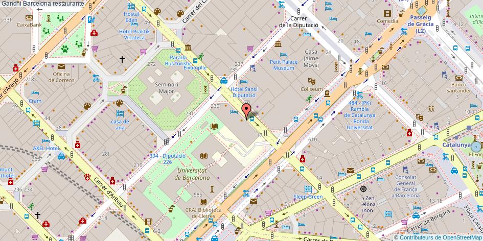mapa Gandhi restaurante Barcelona