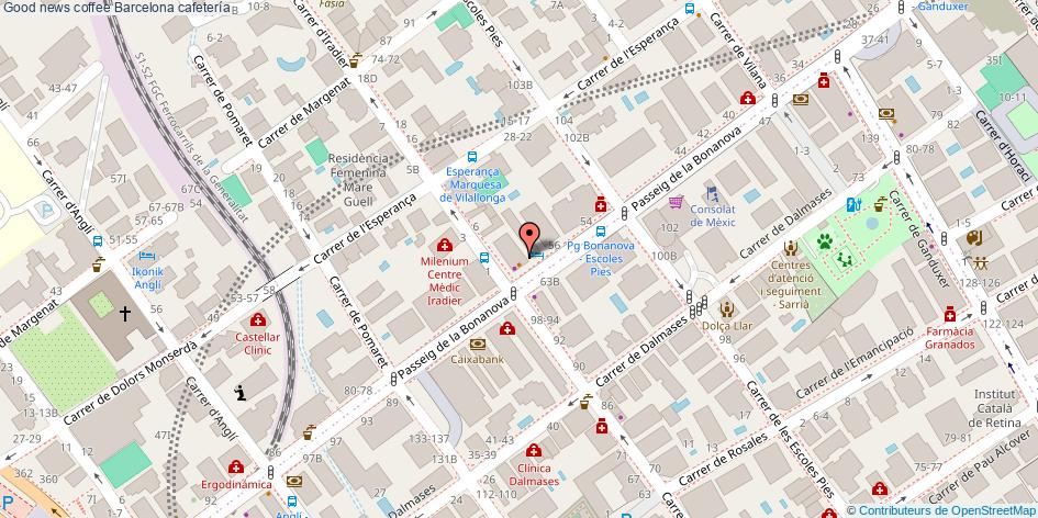 mapa Good news coffee cafetería Barcelona