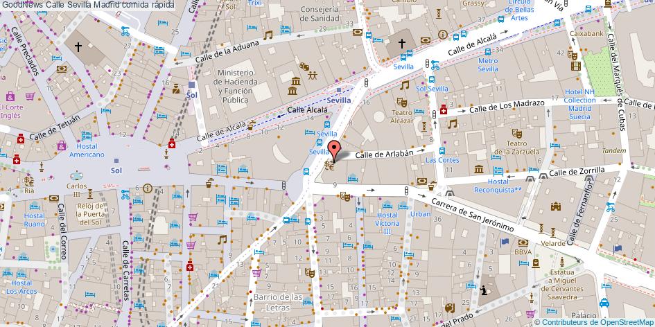 mapa GoodNews Calle Sevilla comida rápida Madrid