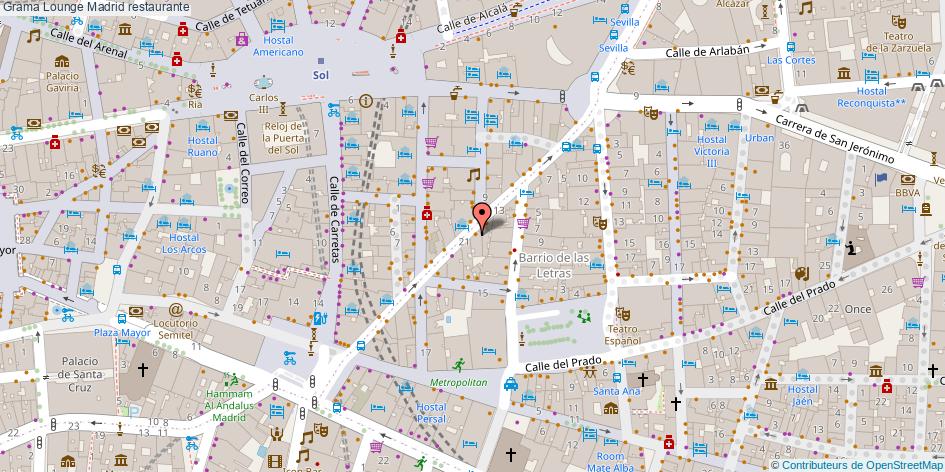 mapa Grama Lounge restaurante Madrid