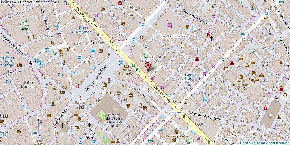 mapa Gran Hotel Central hotel Barcelona