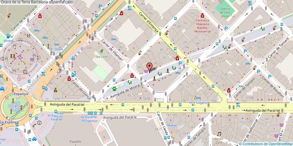 mapa Grans de la Terra supermercado Barcelona