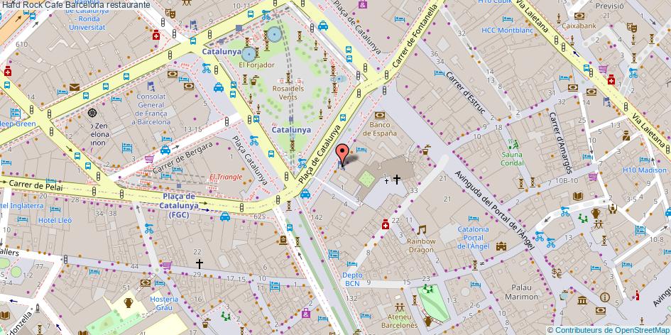 mapa Hard Rock Cafe restaurante Barcelona