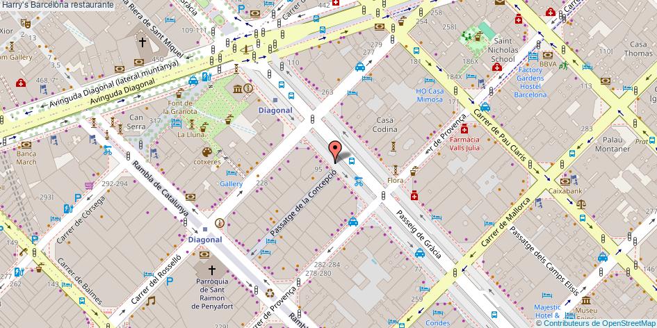 mapa Harry's restaurante Barcelona
