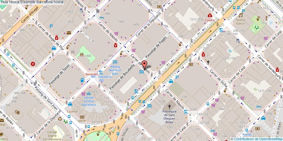 mapa Hola Hostal Eixample hostal Barcelona
