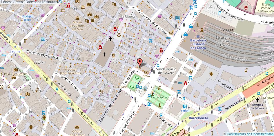 mapa Honest Greens restaurante Barcelona