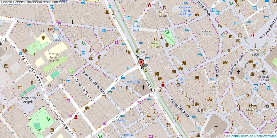 mapa Honest Greens restaurante Barcelona
