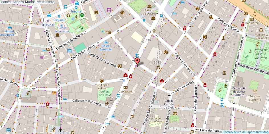 mapa Honest Greens restaurante Madrid
