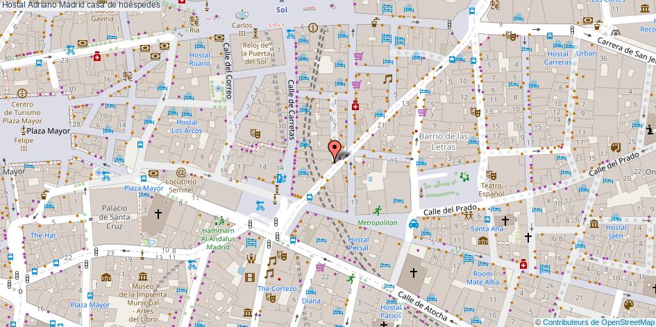 mapa Hostal Adriano casa de huéspedes Madrid