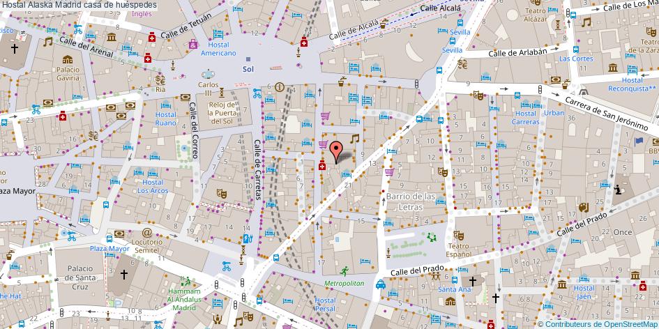 mapa Hostal Alaska casa de huéspedes Madrid