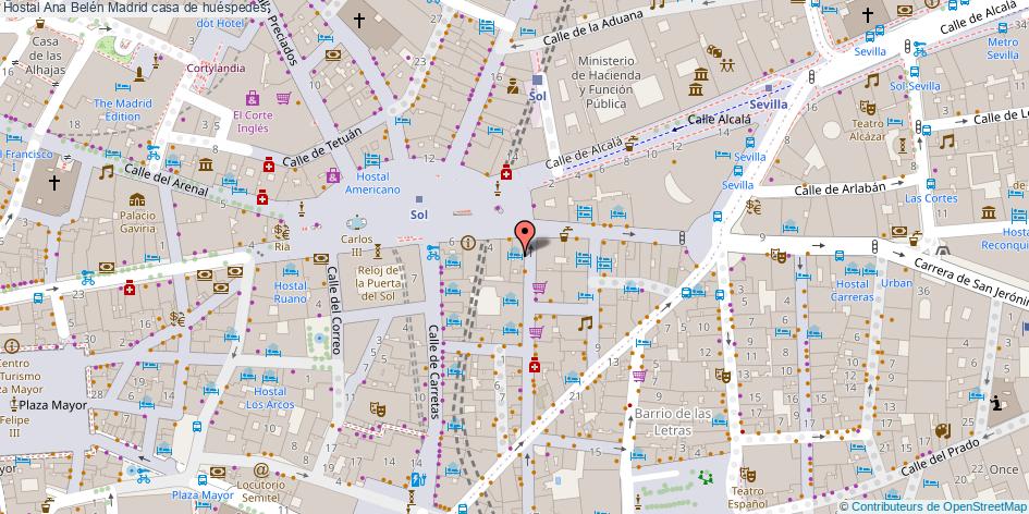 mapa Hostal Ana Belén casa de huéspedes Madrid